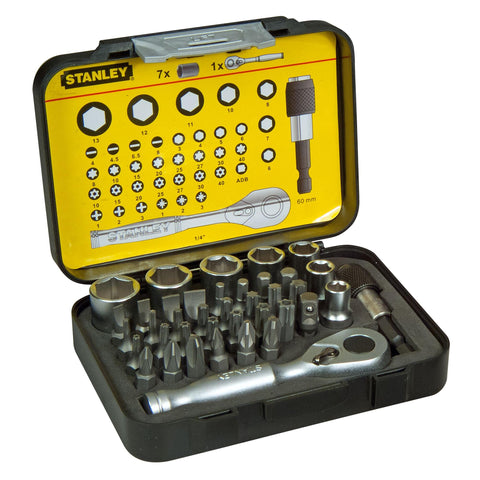 Bit & Socket Set of 39 + Ratchet Metric 1/4 Drive