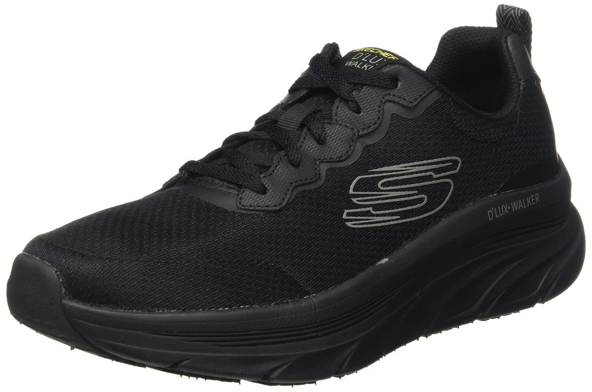Skechers Men's D'LUX Walker Scrambler Sneaker, Black Mesh Synthetic Trim, 12