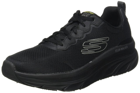 Skechers Men's D'LUX Walker Scrambler Sneaker, Black Mesh Synthetic Trim, 12