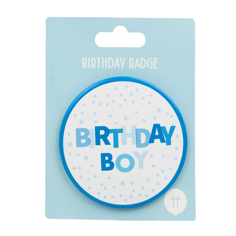 Talking Tables Blue Birthday Boy Badge with Pin-8cm Party Accessory for Special Celebrations