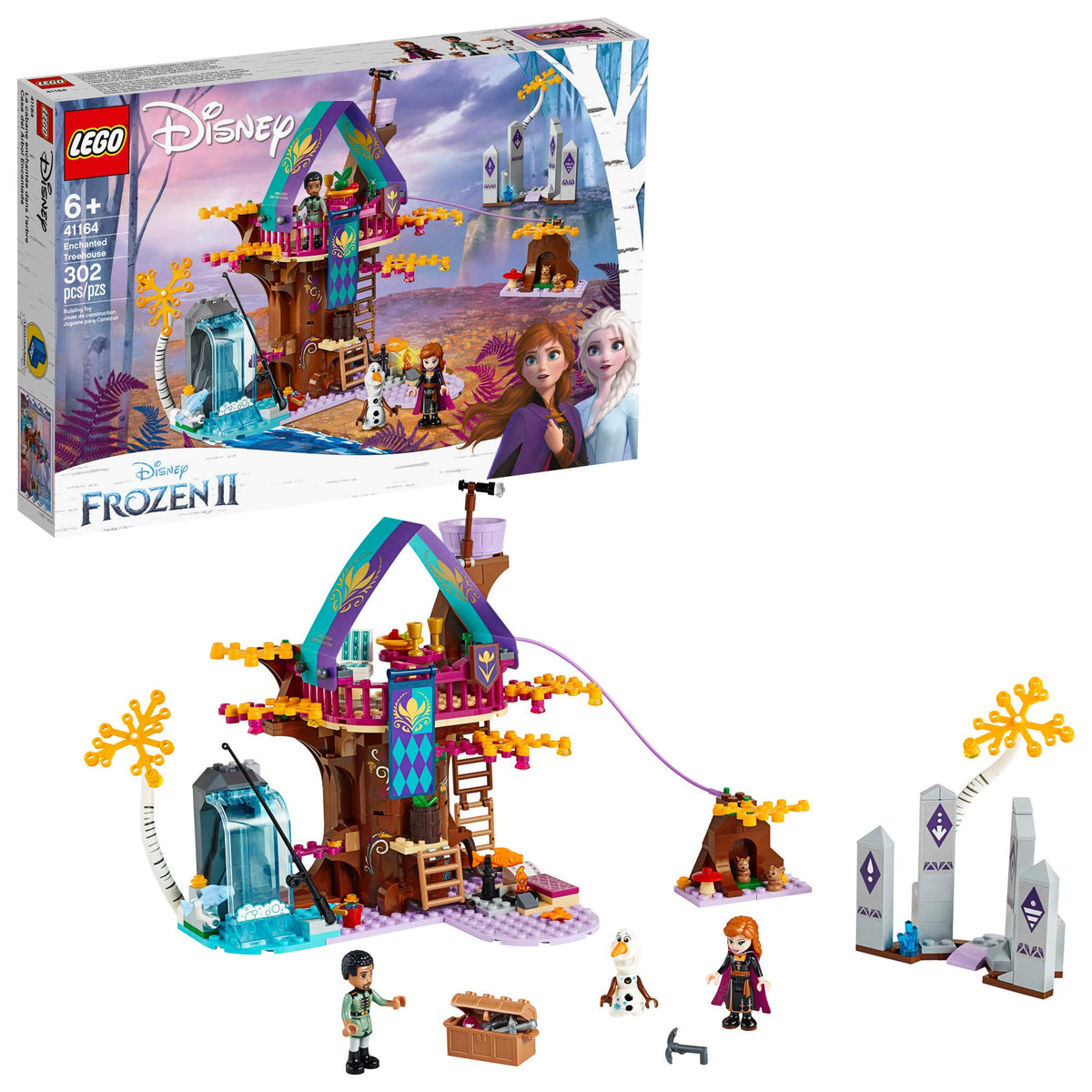 LEGO Disney Frozen II Enchanted Treehouse 41164 Toy Treehouse Building Kit featuring Anna Mini Doll and Bunny Figure for Pretend Play (302 Pieces)