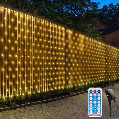 CORST Net Lights Outdoor Solar Powered,3.6 x 1.5M Garden Fairy Lights Outside Mesh Lights Xmas Bushes Tree Lights Waterproof with 8 Modes Timer for Gazebo Decor(Warm White)