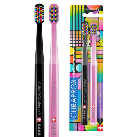 Curaprox CS 5460 Manual Toothbrush Ultra Soft Special Edition 80's Pack of 2 Soft Toothbrushes