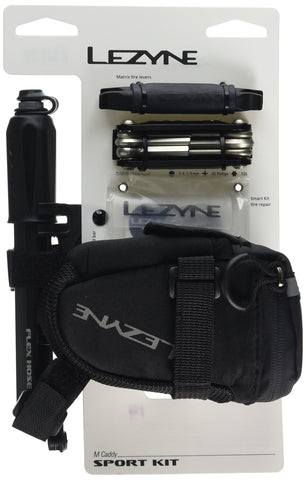 Lezyne M-Caddy Sport Kit Bike Saddle Bag with Pump Tool Patches Tire Levers, Black