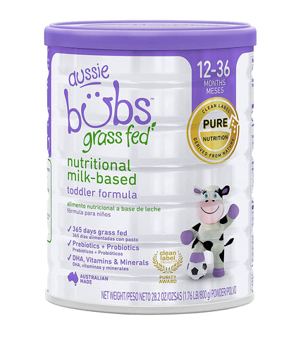 Aussie Bubs Grass Fed Nutritional Milk-Based Toddler Formula, For Kids 12-36 months, Made with Non-GMO Organic Milk, 28.2 oz (pack of 1)