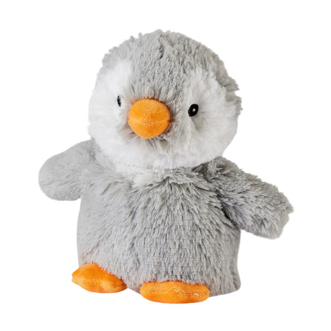 Warmies Grey Penguin Plush Toy, Fully Heatable Weighted Teddy Slightly Scented with Dried French Lavender, Hot or Cold Plush Cuddly Toy Junior Size