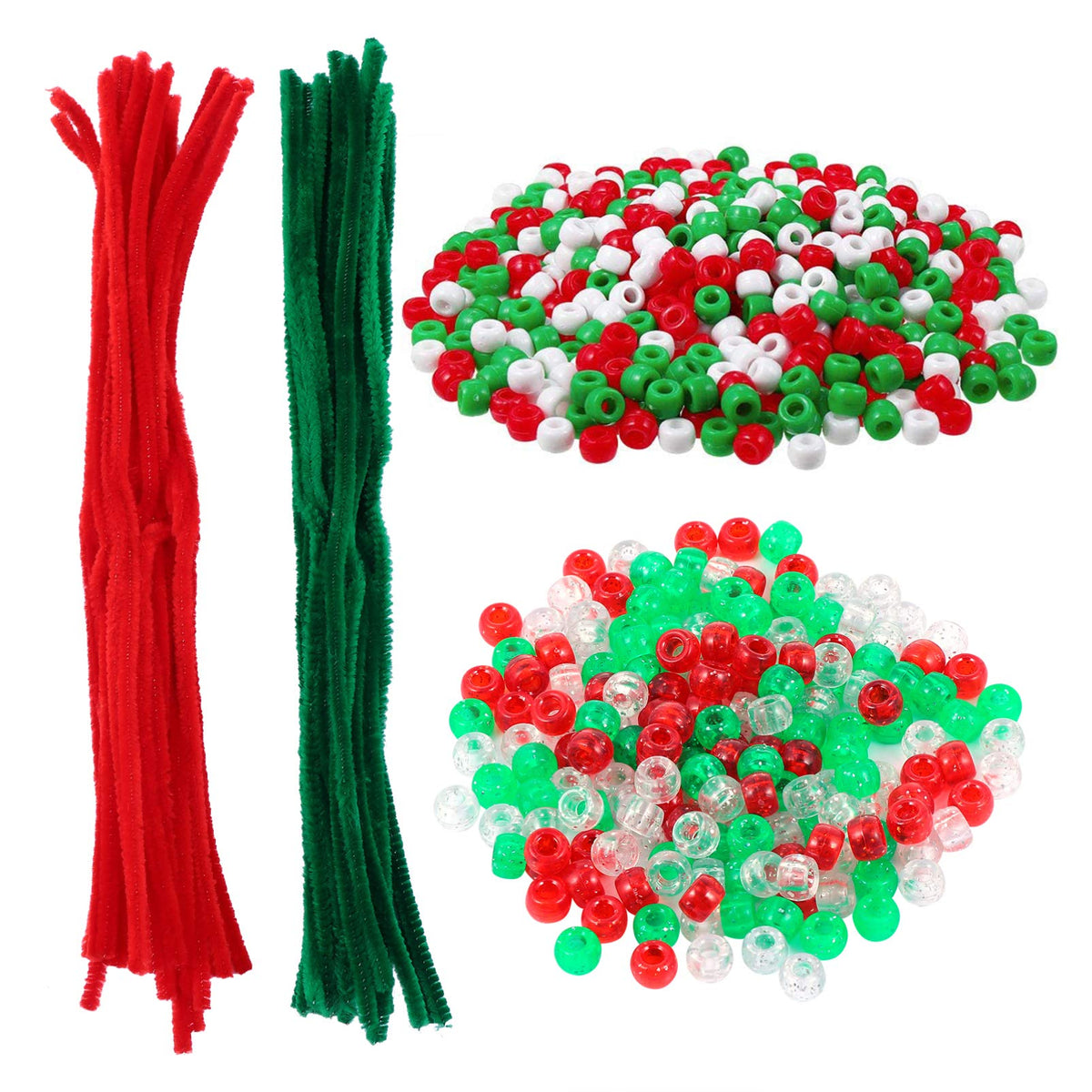 MILISTEN 1250pcs Christmas Beads Chenille Cleaners Craft Chenille Stems Cleaner Beads Cleaner Crafts for Kids Crafts Jewelry Accessories Bead Bar Child Beaded Plastic