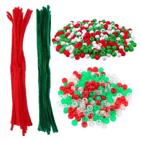 MILISTEN 1250pcs Christmas Beads Chenille Cleaners Craft Chenille Stems Cleaner Beads Cleaner Crafts for Kids Crafts Jewelry Accessories Bead Bar Child Beaded Plastic