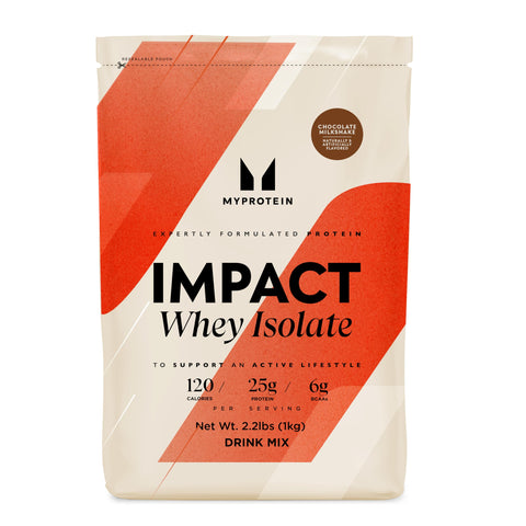 Myprotein Impact Whey Protein Isolate, 2.2 Lbs (31 Servings) Chocolate Milkshake, 25g Protein, 3.5g Glutamine & 6g BCAA Per Serving, Protein Shake for Muscle Strength & Recovery