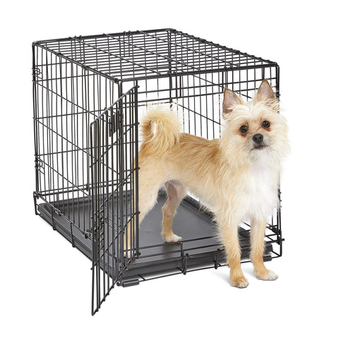 MidWest Homes for Pets Newly Enhanced Single Door iCrate 60.96 cm (24-Inch) Long Dog Crate, Includes Leak-Proof Pan, Floor Protecting Feet , Divider Panel & New Patented Features, Black, Model 1524