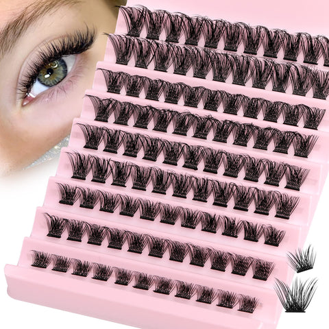 JIMIRE Lashes Clusters, Reusable Fluffy Cluster Lashes, Natural Wispy DIY at Home Eyelash Extensions with Individual D Curl, 8-16mm, 108 Pcs (C-02)