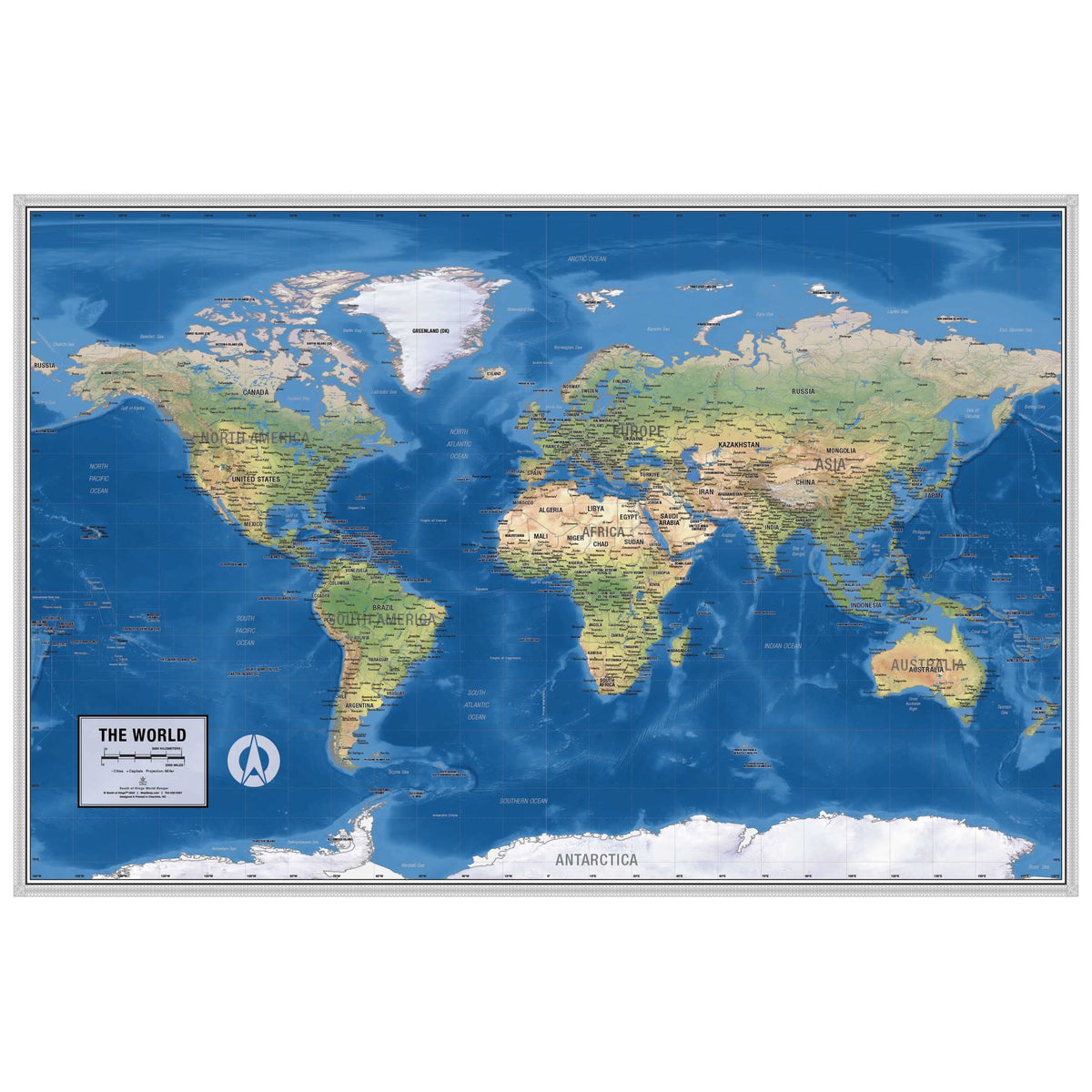Laminated World Ranger Map Poster | Physical Style Map | Includes The Most Legible Location Labels | 36Ã¢â‚¬Â x 24Ã¢â‚¬Â | Shipped Rolled in a Tube, Not Folded | Great for The Home, Office, or Classroom...