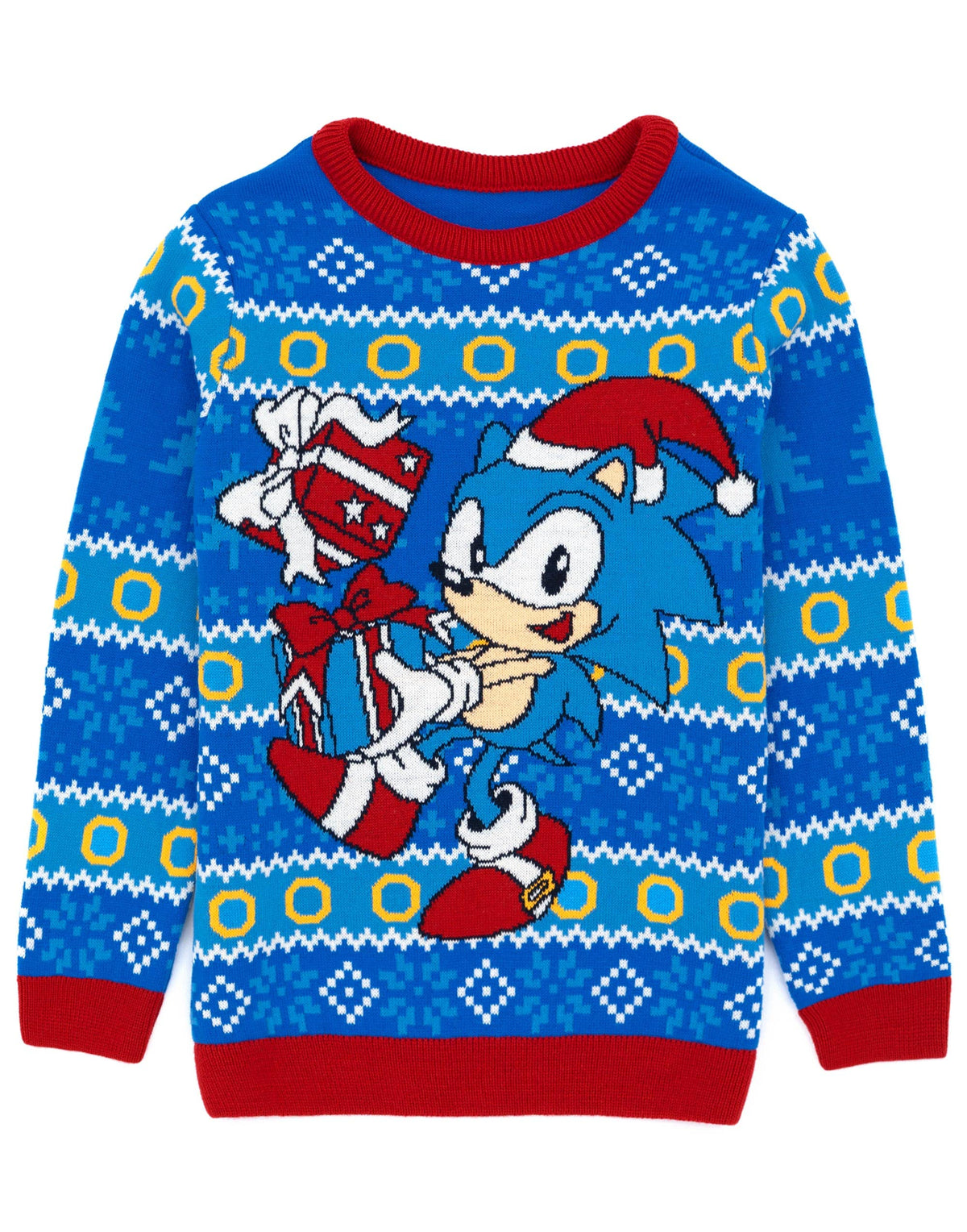 SONIC THE HEDGEHOG Kids Christmas Jumper | Boys Girls Video Game Movie Festive Navy Knitted Sweater | Xmas Gifts for Him Her 7-8 Years