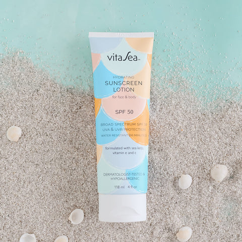 Noodle & Boo VitaSea Hydrating Sunscreen Lotion for Face and Body, Broad Spectrum Reef Friendly Sunscreen SPF 50, UVA & UVB Protection, Formulated with Sea Kelp, Vitamin E & C, 4 Fl Oz