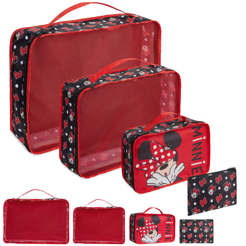 Disney Packing Organisers, Packing Cubes for Suitcases Luggage, Wash Bag (Red Minnie Mouse)