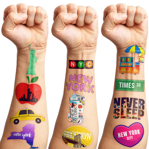 Generic New York City Temporary Tattoos NYC Birthday Party Supplies Favors Decorations Super Cute 96PCS Fake Tattoos Stickers for Boys Girls School Classroom Rewards Gifts Ideal Halloween