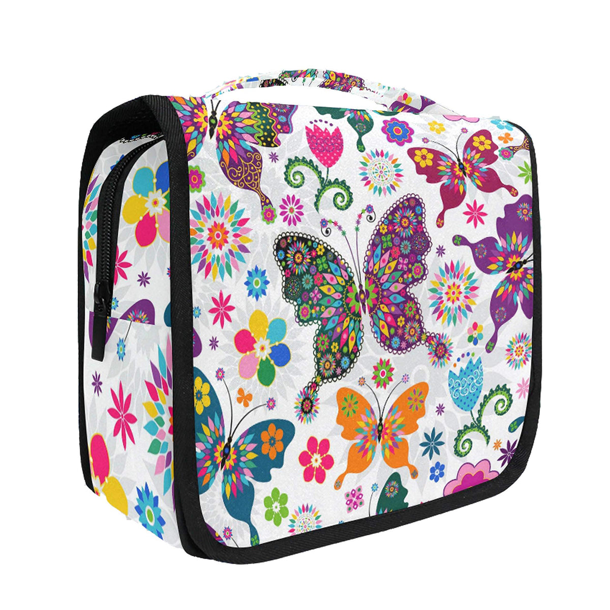 Hanging Travel Toiletry Bag Kit Makeup Case Cosmetics Organizer for Men Women Colorful Butterflyâ€¦
