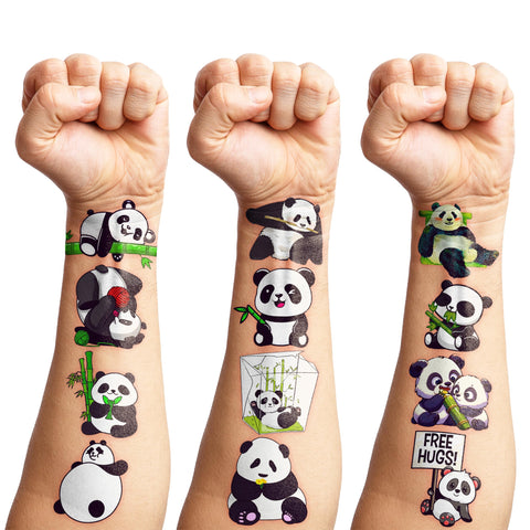 82 PCS Panda Temporary Tattoos Themed Birthday Party Decorations Favors Supplies Decor Bamboo Panda Tattoo Stickers for Kids Girls Boys Cute Gifts School Prizes Reward