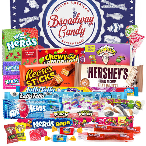 Broadway Candy American Sweets Gift Box - Sweet Box Chocolate Hamper for Kids & Adults - American Candies for Birthday, Christmas, Thanksgiving, Halloween - Heavenly Sweets Selection
