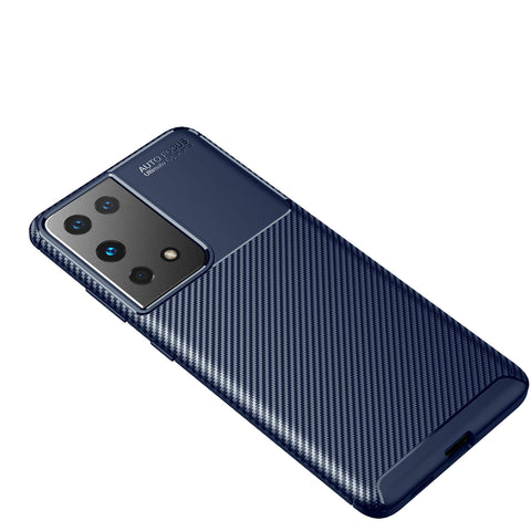 CruzerLite Samsung Galaxy S21 Ultra Case, Carbon Fiber Texture Design Cover Anti-Scratch Shock Absorption Case for Samsung Galaxy S21 Ultra (Carbon Blue)