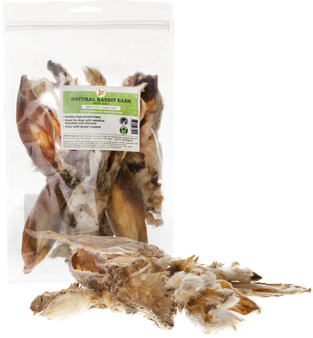 JR Pet Products 100g Rabbit Ears With Hair Natural Hypoallergenic Dog Treat Chew Grain & Gluten Free