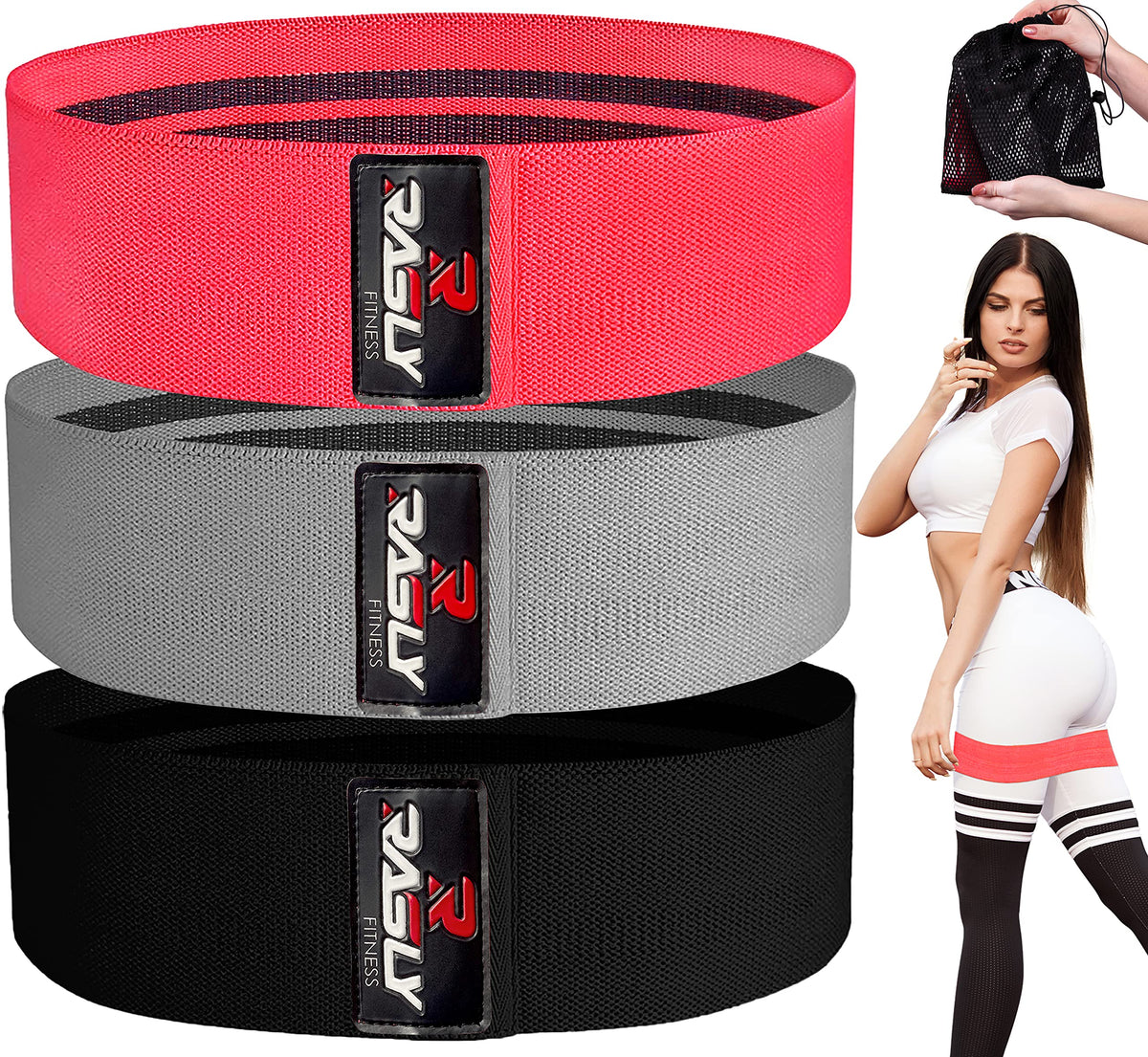 Kanzy Fabric Resistance Bands for Women & Men Squat Bands Perfect Workout Bands set for Legs, Thighs, & Hips Glute Bands Non-Slip Hip Circle, Exercise Booty Bands for Workout, Yoga, Pilates Training