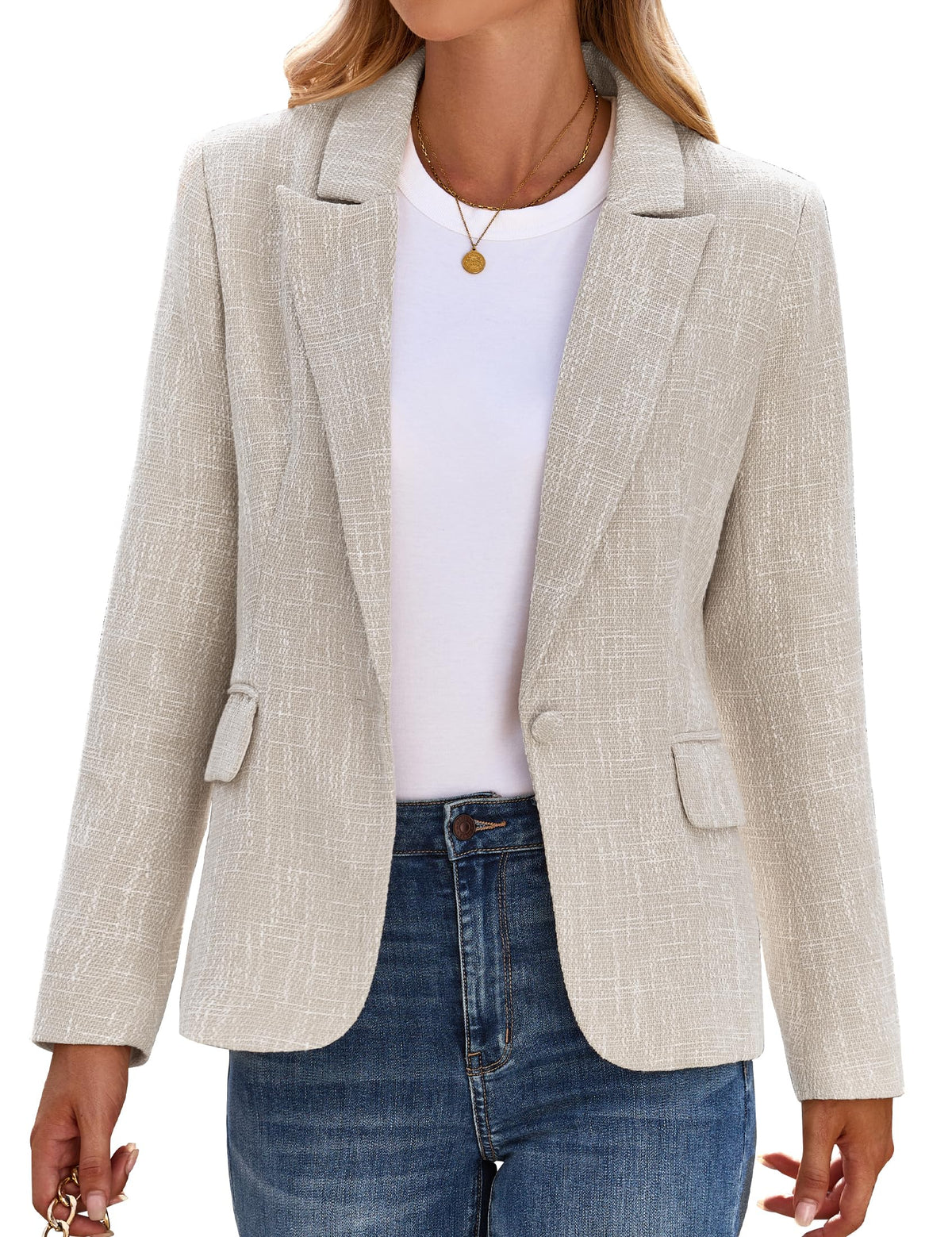 luvamia Tweed Blazers for Women Business Casual Dressy Blazer Jacket Tweed Jacket Women Boyfriend Blazers for Women Business Casual Womens Clothes Turtledove Size Small Fits Size 4 / Size 6