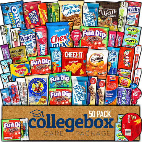 COLLEGEBOX Snack Box (50 Count) Easter Variety Pack Care Package Gift Basket Adult Kid Guy Girl Women Men Birthday College Student Office School