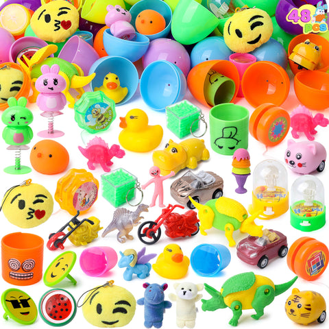JOYIN 48 Pcs Prefilled Easter Eggs with Toys, filled Jumbo Easter Eggs, Pre Filled for Easter Basket Stuffers, Party Favors, Easter Egg Hunt, Classroom Events
