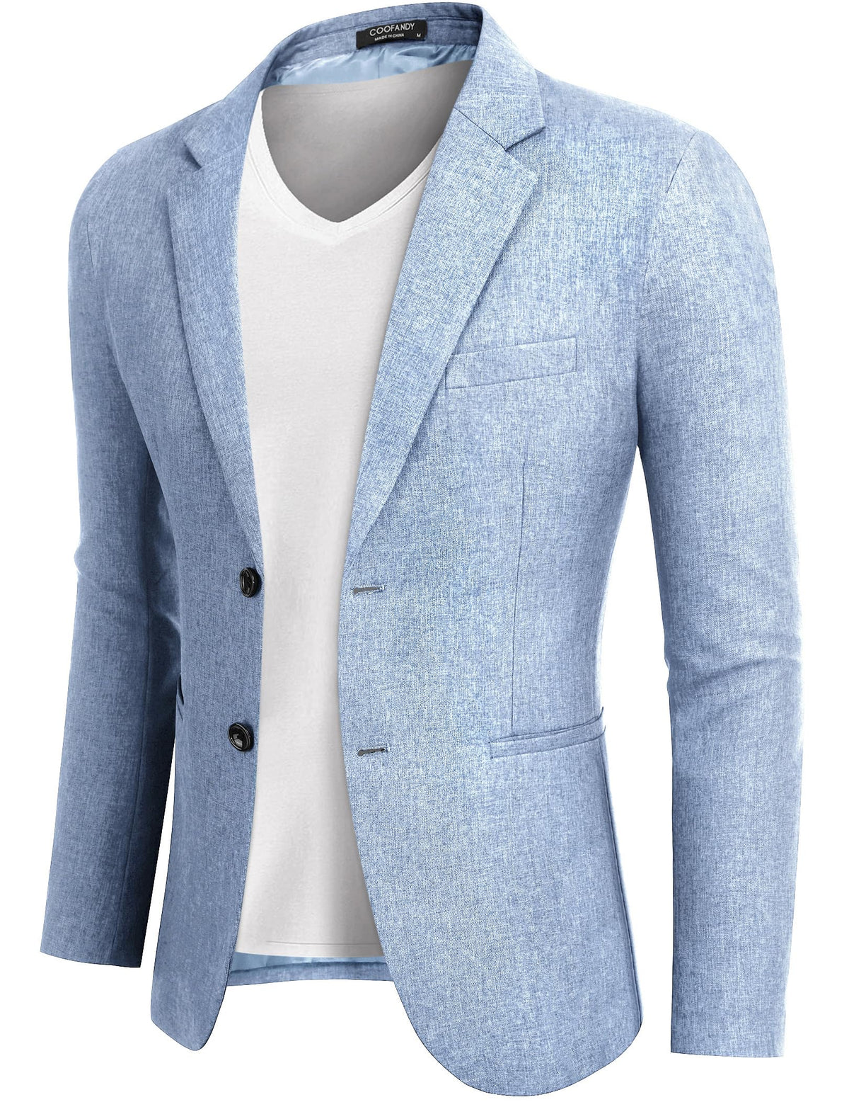 COOFANDY Men's Blazer Two Button Casual Sports Jacket Slim Fit Lightweight Suit Jackets, Sky Blue, L