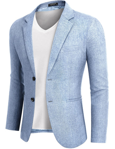 COOFANDY Men's Blazer Two Button Casual Sports Jacket Slim Fit Lightweight Suit Jackets, Sky Blue, L