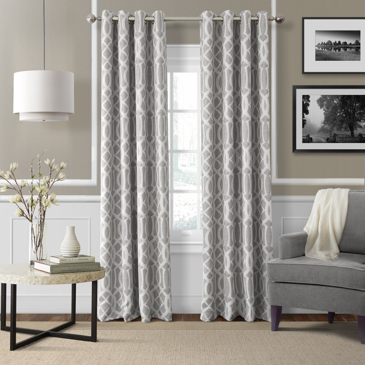 Elrene Home Fashions Energy Efficient Room Darkening-Rod Pocket Window Panel Harper Linen 52" x 95" (1 Panel) 1