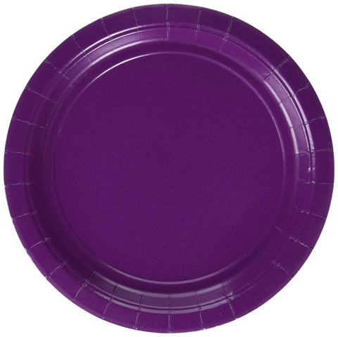 Amscan Durable Plain Round Eco Party Plates (24 Pack), Plum, 9 x 9"