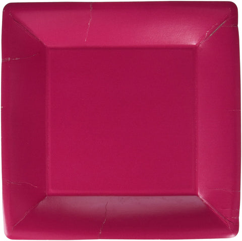 Amscan Durable Square Eco Party Plates (20 Pack), Raspberry, 10.4 x 10.4"