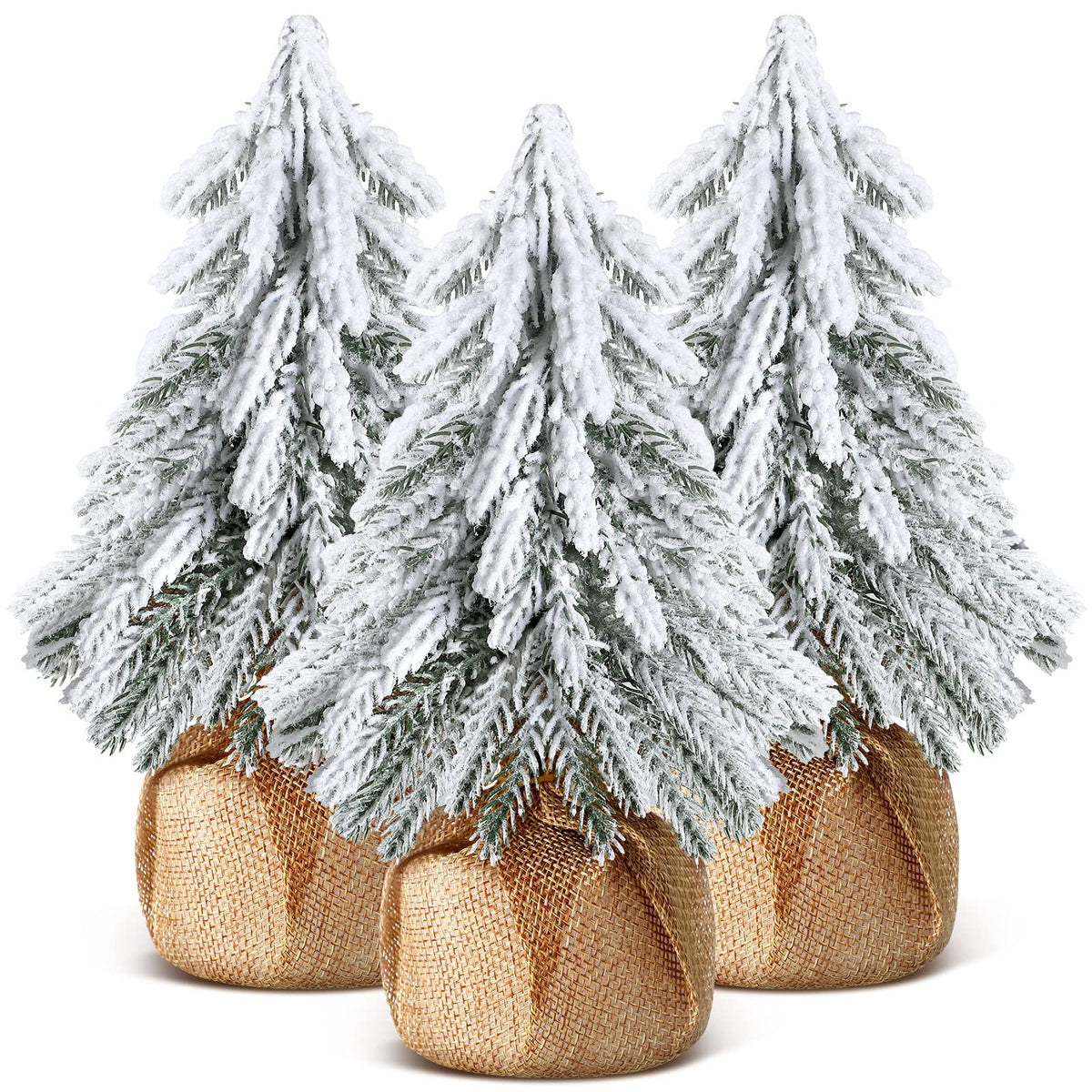 Zhanmai 3 Pcs 3 Pcs Mini Artificial Christmas Tree Small Christmas Tree Decor 7.8 x 5.9 inches Miniature Christmas Tabletop Decorations White Small Xmas Trees for Home Kitchen Table Decor