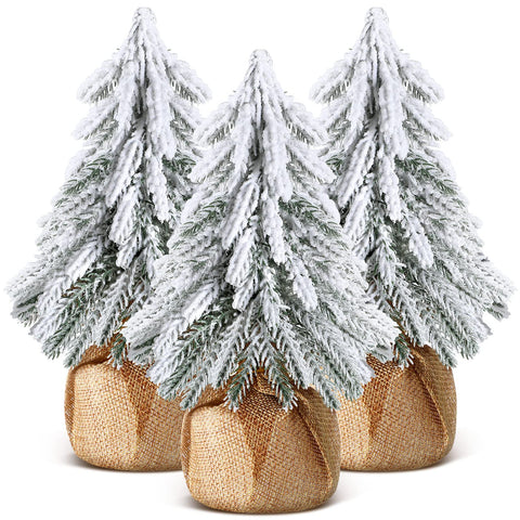 Zhanmai 3 Pcs 3 Pcs Mini Artificial Christmas Tree Small Christmas Tree Decor 7.8 x 5.9 inches Miniature Christmas Tabletop Decorations White Small Xmas Trees for Home Kitchen Table Decor