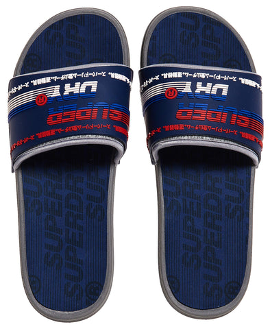 Superdry mens Crewe Racer Slide Slipper, Grey, 13-14 US