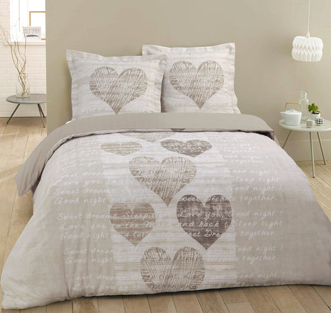 Vision Hosuse Duvet Cover Set-Alice-240 x 220 cm-100%, Cotton, Beige, 240 x 220cm