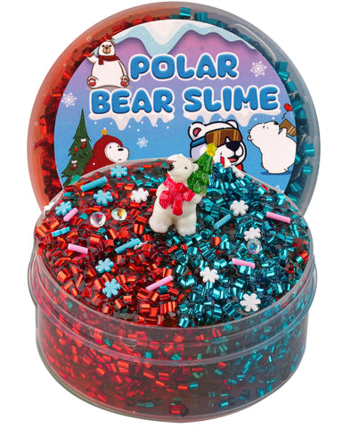 Polar Bear Blue & Red Bingsu Slime, Non-Sticky Glimmer Crunchy Slime, Slime Party Favors for Kids, Sensory Toys Girls Gifts & Boys Gifts Birthday Easter Hallowmas Christmas Slime