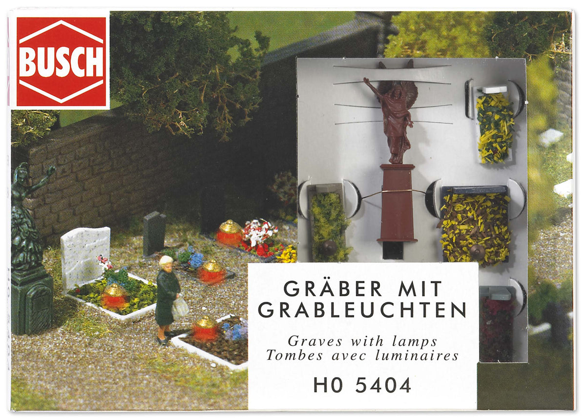 Busch 5404 4 Graves & Angel Statue HO Scenery Scale Model Scenery