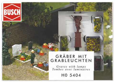 Busch 5404 4 Graves & Angel Statue HO Scenery Scale Model Scenery
