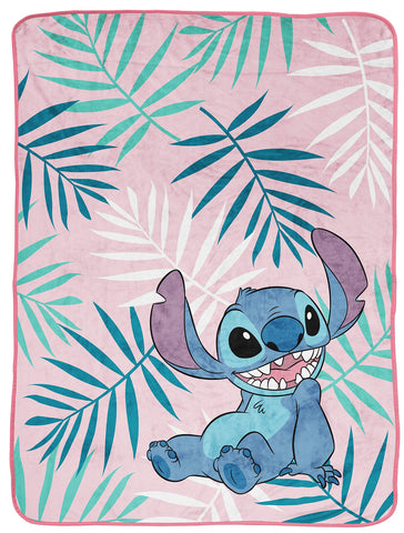 Jay Franco Disney Lilo & Stitch Floral 130 x 150cm Fluffy Throw Blanket