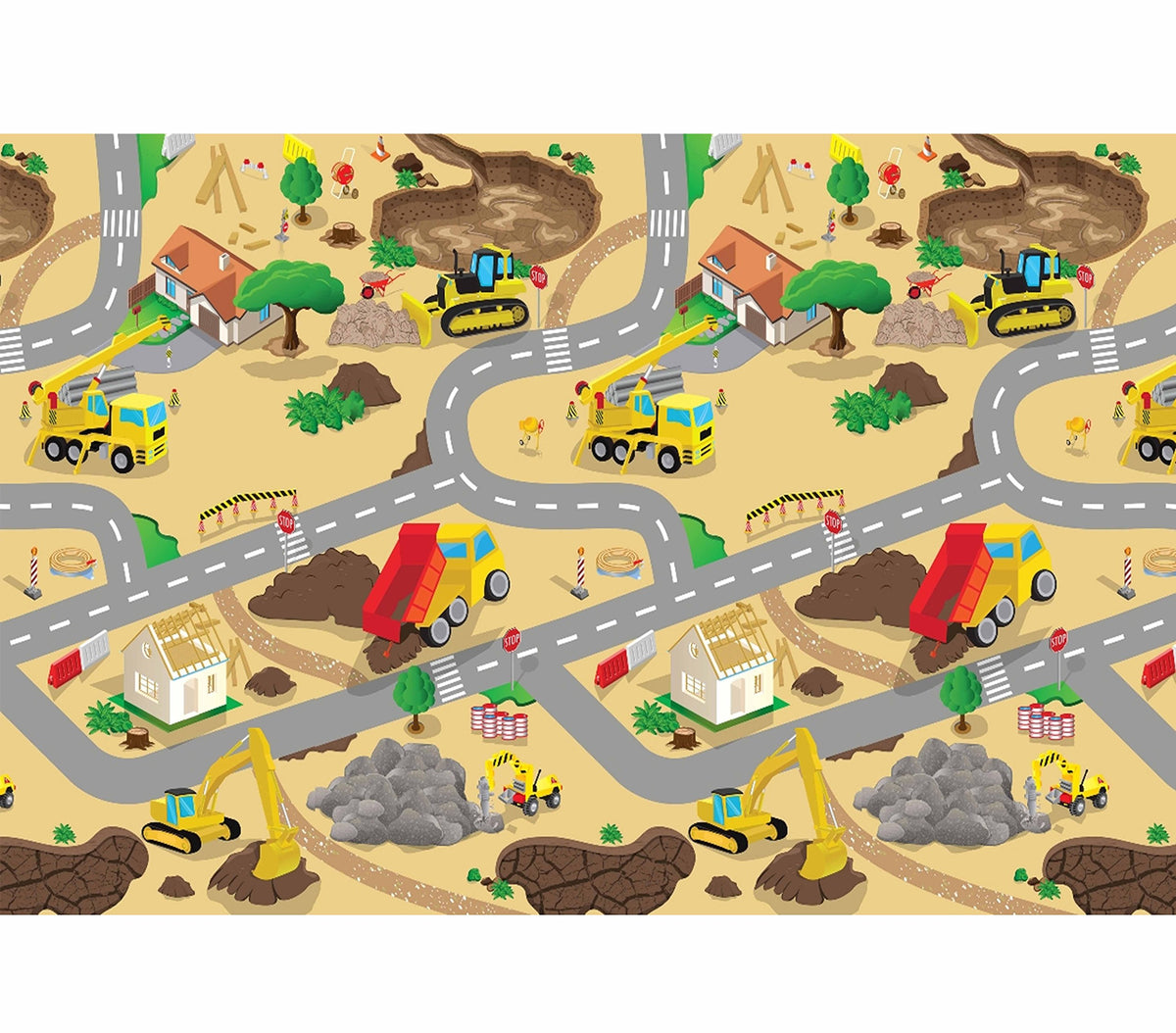 Eduk8 Construction Extra Large Activity Mat - Truck Worker Floor Play Learning Homeschool Game | Home School Fun Learn Children's Playing (200 x 120 cm)