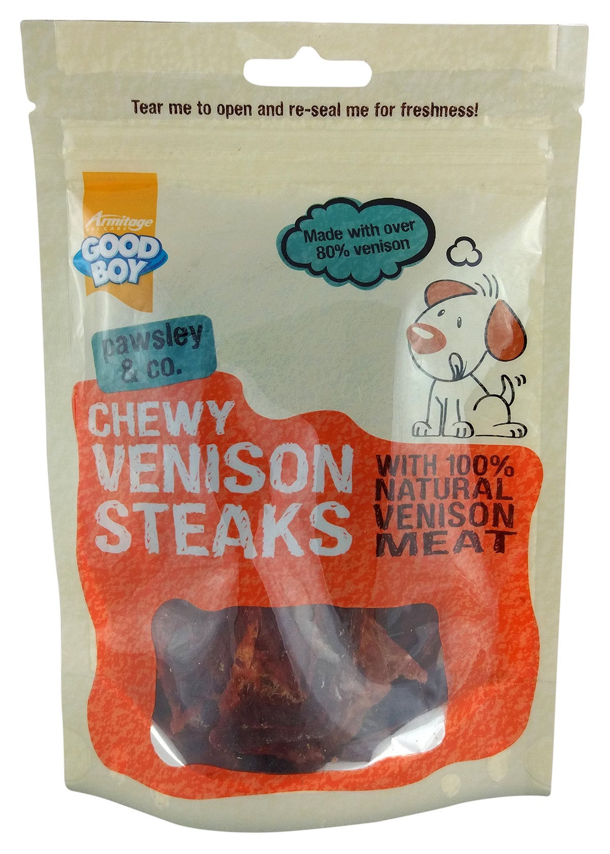 Good Boy Chewy Venison Steaks 80g (PACK OF 4)