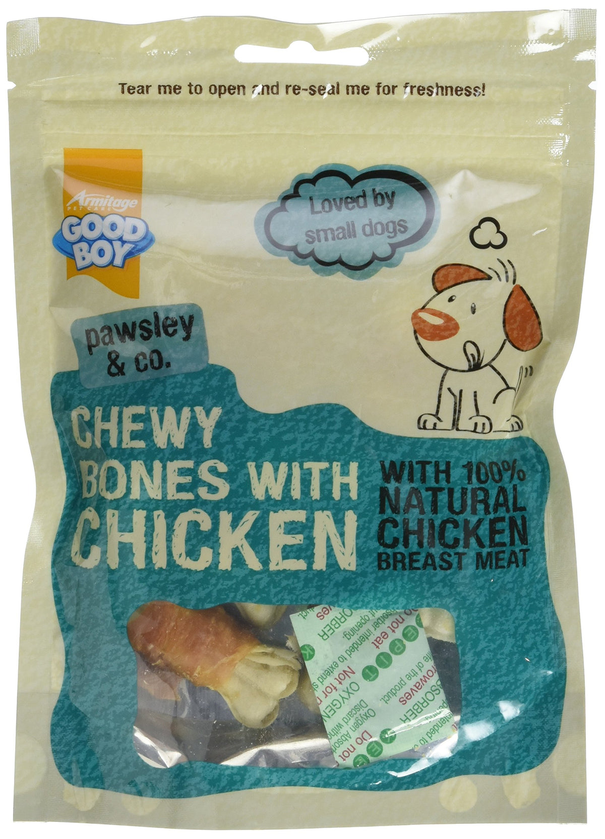 Good Boy Dog Treats Chewy Bones with Chicken, case of 10 x 80g packs