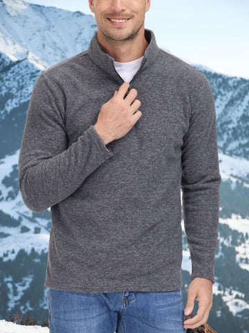 EKLENTSON Mens Fleece Pullover Quarter-zip Sweatshirts Winter Running Fleece Tops Micro Fleece Jumper Sweater Pullover Dark Grey,XL