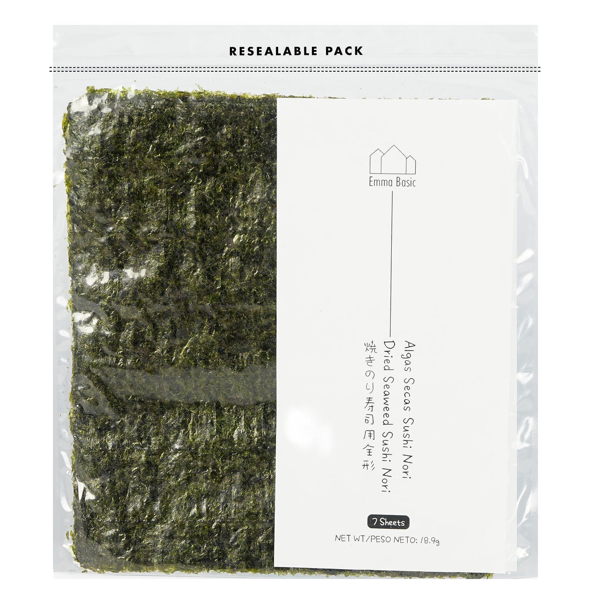 Emma Basic Dried Seaweed Sushi Nori 7 Full Sheets | Young & Fresh| High Protein | High Fibre