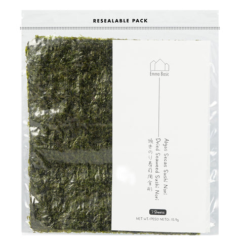 Emma Basic Dried Seaweed Sushi Nori 7 Full Sheets | Young & Fresh| High Protein | High Fibre