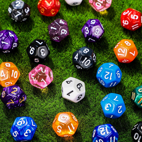 Skylety 50 Pieces Polyhedral Dice Sets with Black Pouch Compatible with RPG MTG Tabletop Role Playing Table Games Multi Colored Assortment(12 Sided Style)
