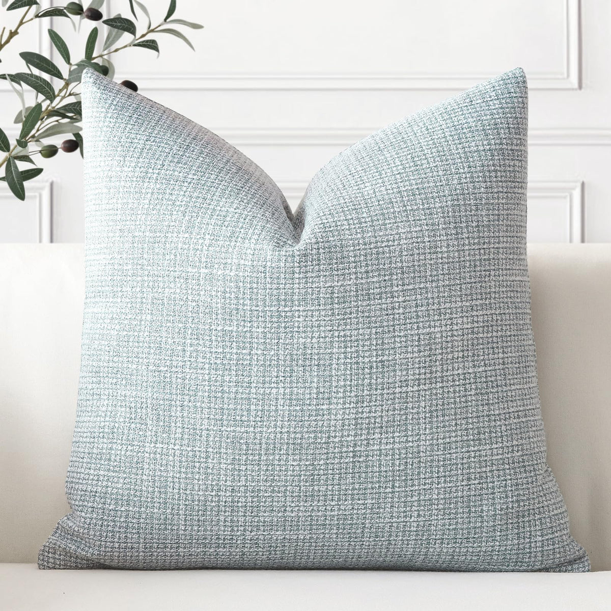 Artscope Linen Cushion Covers Set of 1 Decorative Square Pillowcase Pillow Cover 18x18 Inch for Home Decor Sofa Bedroom Car 45x45cm Blue Gray